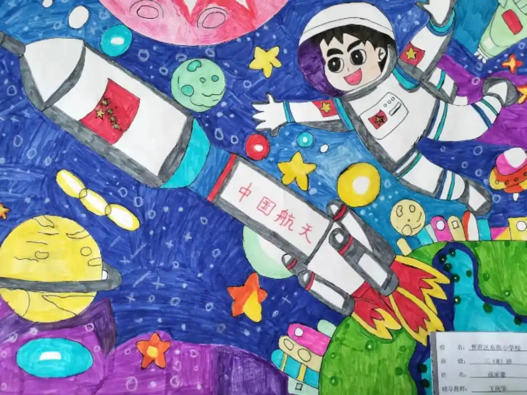 参加科技绘画竞赛作品展示#小学生手抄报 #儿童画作品 #成果 - 抖音