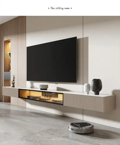 轻奢悬空电视柜岩板悬挂式电视机柜茶几组合现代简约小户型挂墙柜 160