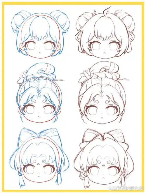 q版女生发型丨几种古风发型的画法