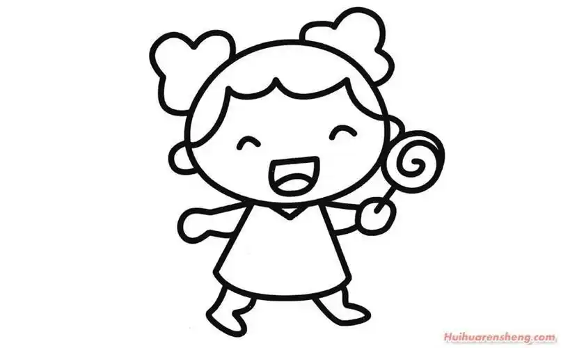 小孩子行走的简笔画