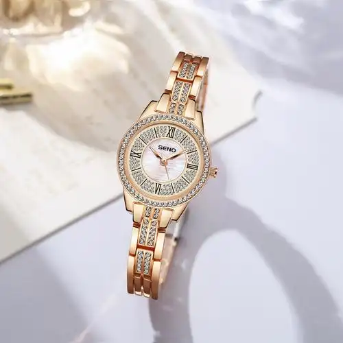 满天星镶钻气质腕表时尚钢带女士石英表珠宝扣大气高雅防水手表潮