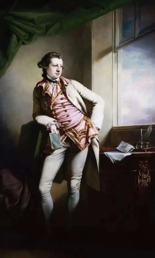 在十八世纪的欧洲,粉色是"优雅","贵气"的代名词,男性身着粉色经常给