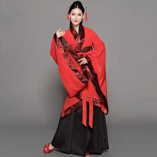 古装服汉元素改良中国风广袖襦裙演出服学生复古礼汉服女套装yy红色