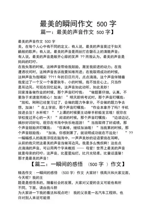 作文范文之最美的瞬间作文500字.docx