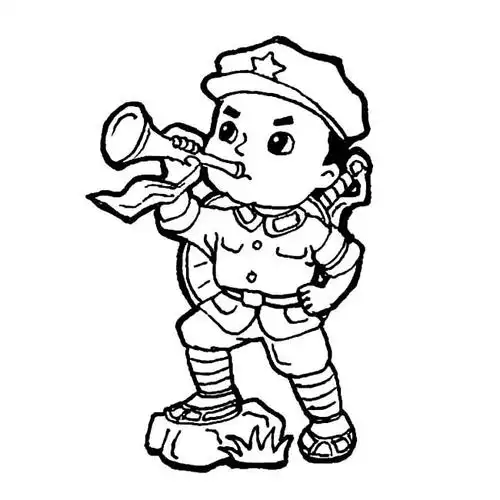吹号的红军简笔画图片 吹号的红军怎么画 - 人物简笔画 - 老师板报网