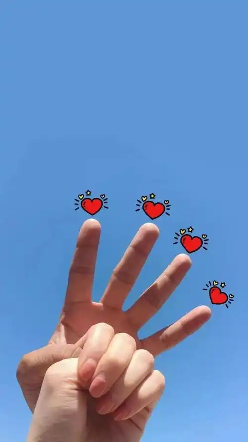 超甜爱心手势壁纸