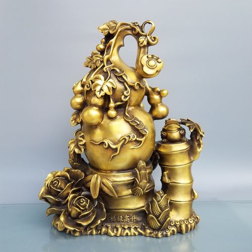 纯铜四季平安葫芦吉祥如意八卦开盖葫芦百福葫芦摆件铜葫芦家居品
