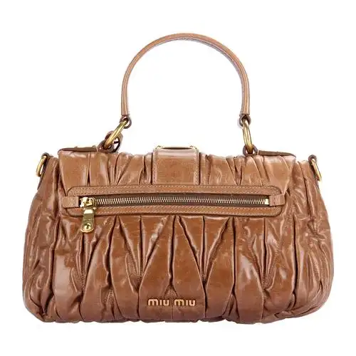 miumiu(缪缪)巧克力色皮质褶皱两用包