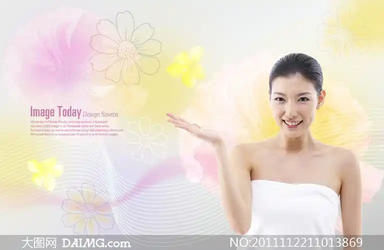 裹着浴巾的韩国美女人物psd分层素材