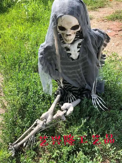 恐怖吓人灯声囚徒美女骷髅骨架吊鬼万圣节鬼屋密室逃脱装饰道具