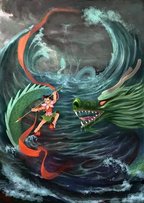 少儿创意美术《哪咤闹海》,致敬国产动画经典!_哪吒闹海