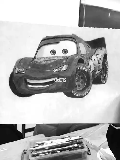 赛车总动员闪电麦昆彩铅手绘