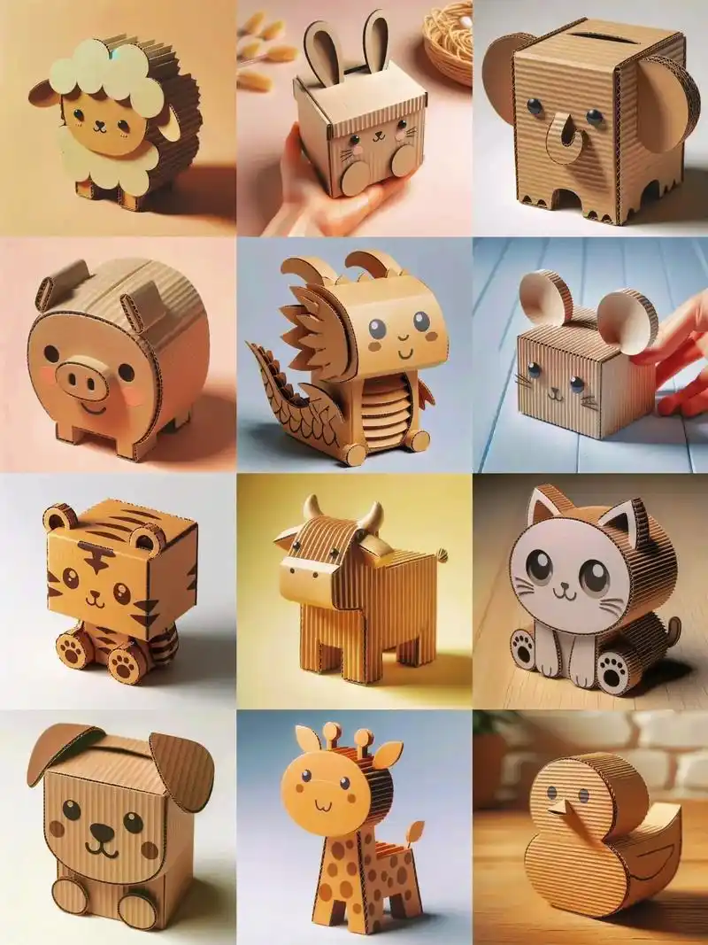 纸板萌宠~瓦楞纸可爱动物来啦😍.