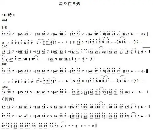 谁能给我星之所在的口琴乐谱?