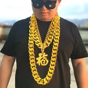 男士项链霸气黄金土豪金图片