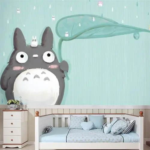 大型壁画3d立体龙猫动漫卡通墙纸儿童房卧室床头电视背景墙壁纸