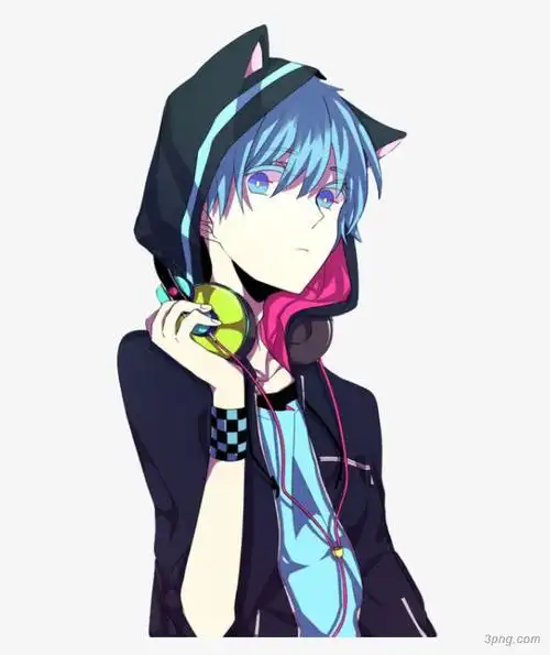 猫耳朵男生png素材透明免抠图片-动植人物