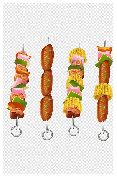 手绘烤串插画素材