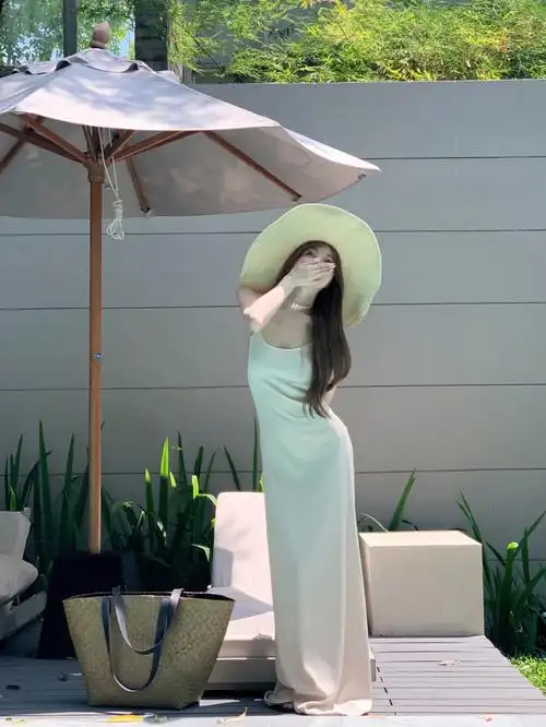 实拍实价 迷人背影杀长款收腰吊带裙女夏季性感高个子渡假连衣… - 17