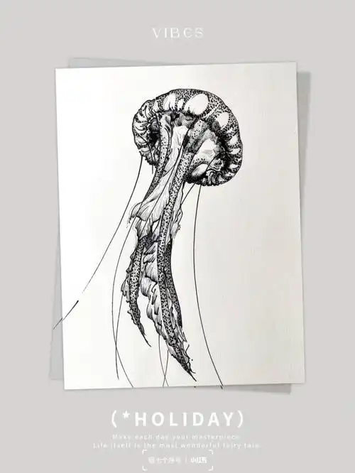 手绘水母速写2分钟一看就会