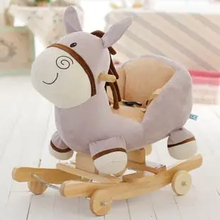 蓝鱼 可爱小毛驴婴儿玩具小木马儿童摇马宝宝音乐摇摇马周岁礼物