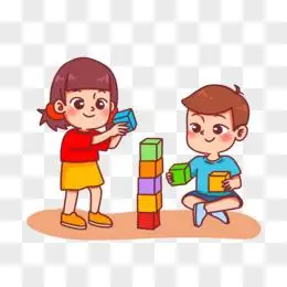 手绘卡通儿童节搭积木素材