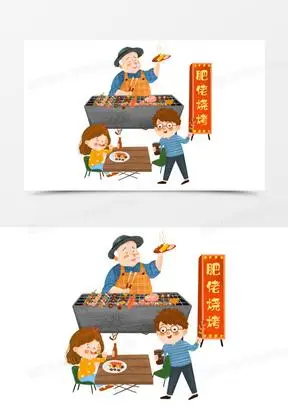 手绘卡通烧烤路边摊免抠元素