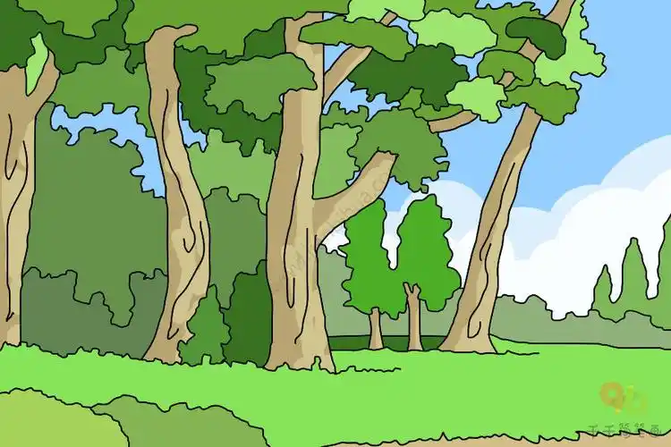茂盛的森林简笔画步骤图