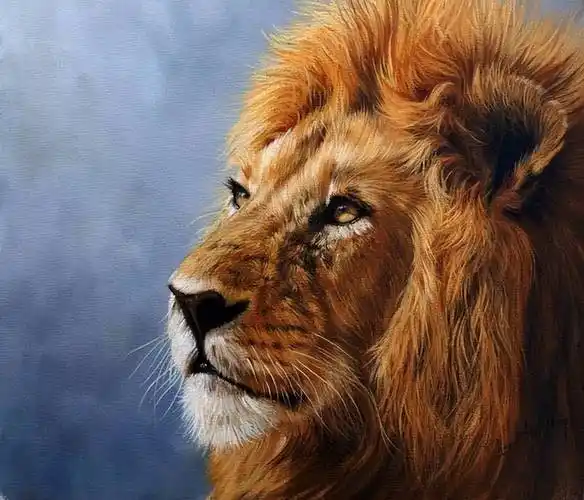 原创动物狮子油画威风凛凛王者霸气