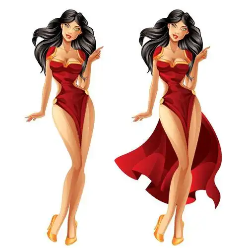 矢量卡通时尚海盗女人