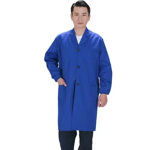 工作服男长款仓库搬运耐脏工服食品厂定制磨毛蓝大褂劳保大褂长袖