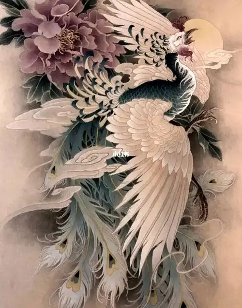 满背凤凰纹身