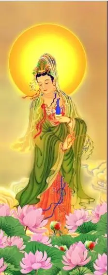 观音荷花天云背景墙