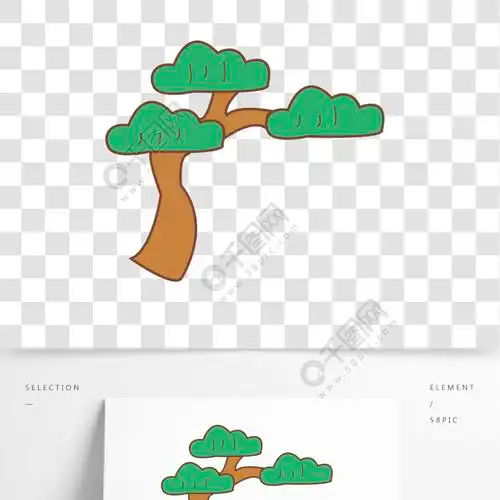 手绘卡通松柏素材ai矢量图