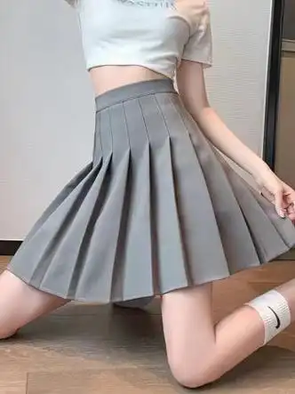 gochiei夏季张元英同款百褶裙半身裙女防走光韩版a字高腰百搭短裙学院