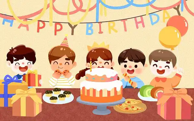 儿童生日会卡通人物生日宴庆祝生日png素材可爱孩子们生日宴会卡通