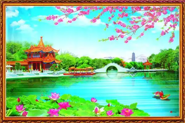 山水桃花风景图片