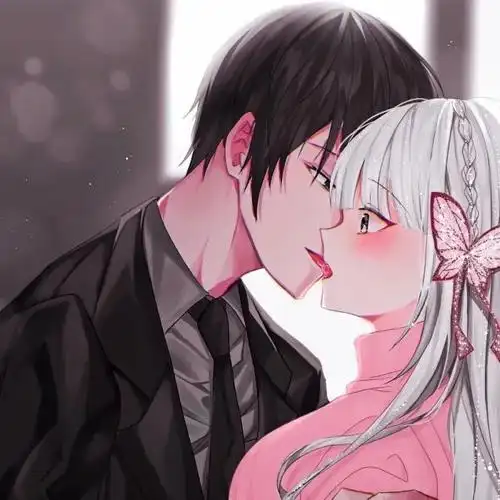 动漫头像接吻的一人一半超污 - 可爱情侣头像!