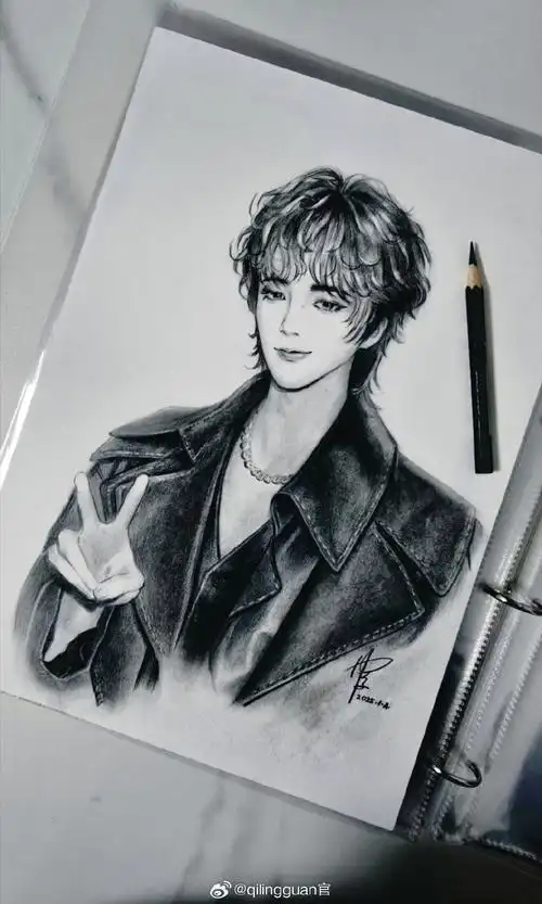 手绘撕漫男刘宇宁,好喜欢这个造型