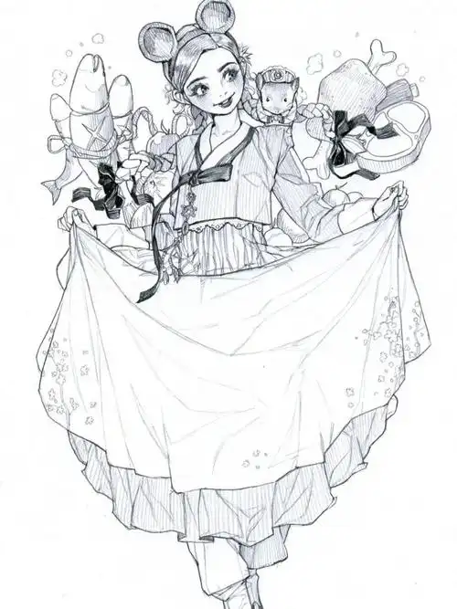 素材各种人物动态姿势参考线稿