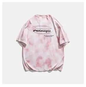 扎染短袖男潮牌潮流ins夏季纯棉上衣欧美hiphop炸街情侣五分袖t恤