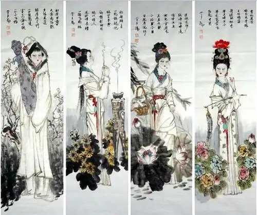 刘学多·人物四条屏《四大美女》