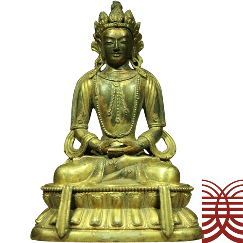 清黄铜镀金藏式金铜无量寿佛像
