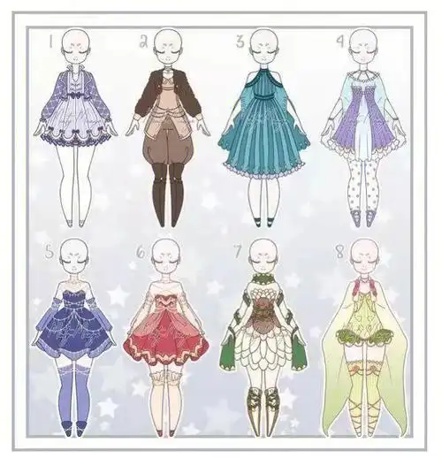 绘画素材漫画美少女裙子炒鸡好看