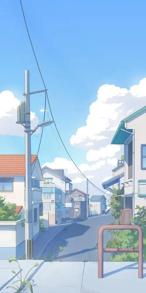 日系插画壁纸,唯美宁静的海边小镇