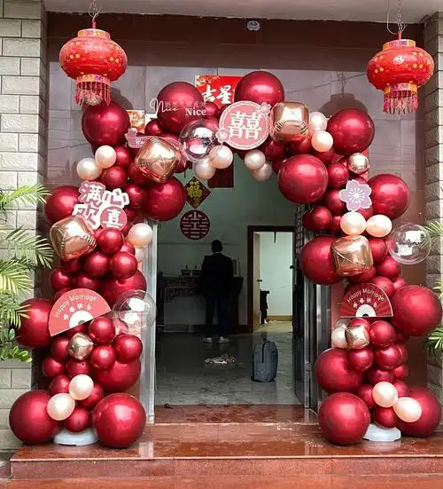 龙岩婚房气球拱门布置