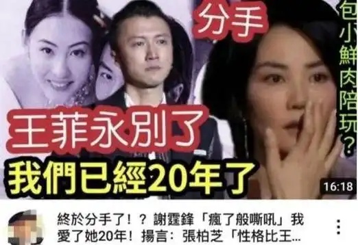 王菲深夜约会嫩男?港媒曝已和谢霆锋分手!谢霆锋:张柏芝比她好