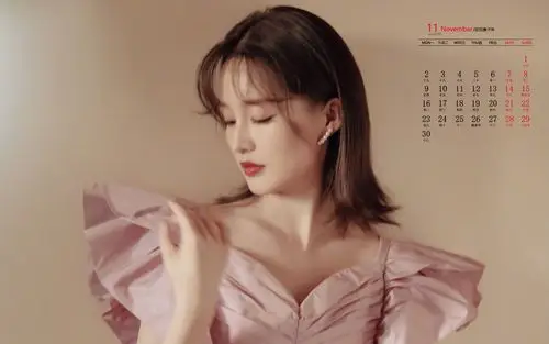 2020年11月李沁香芋紫俏丽高清日历壁纸