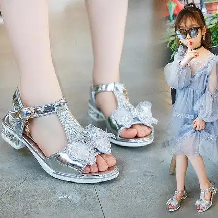夏季女童凉鞋女孩可爱时尚公主鞋蝴蝶结舞蹈