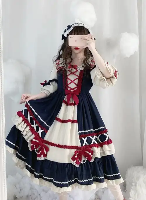 洛丽塔仙女裙子夏季年终促版洋装小日常吊带连衣裙秋长袖 爱莲说jsk